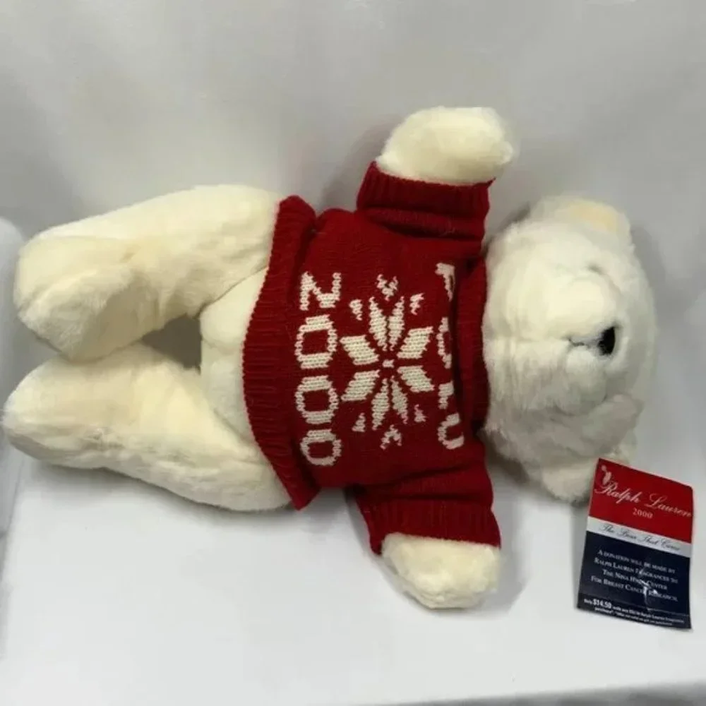Ralph Lauren Polo White‎ Teddy Bear Plush Red Sweater 1999 2000 NIP Jointed - Picture 6 of 13